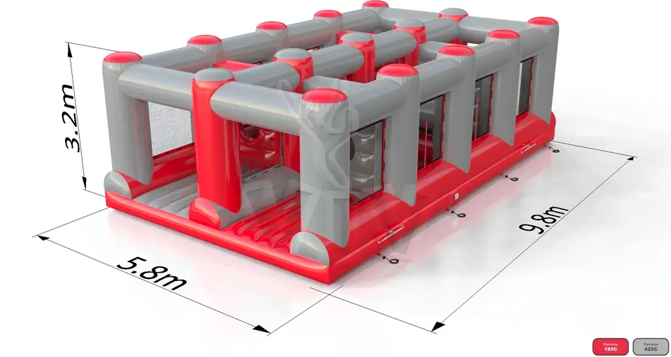 Obstacle course for squeezing through commercial inflatable obstacle course